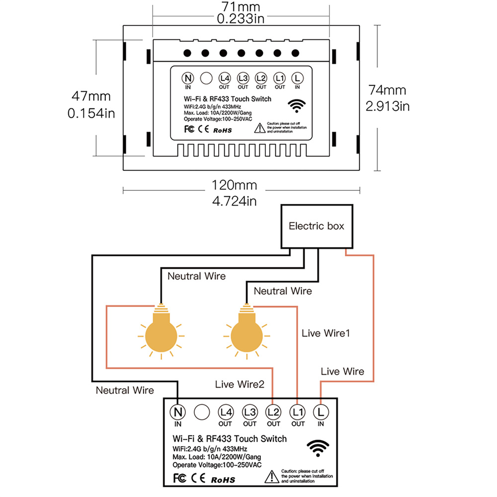 Moes WiFi RF433 Smart Touch Wall Light Switch 01