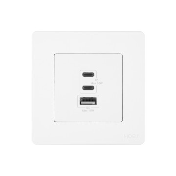 MOES Star Ring Series 30W Fast Charging PD3.0 Wall Electrical Outlet Charger GaN Socket