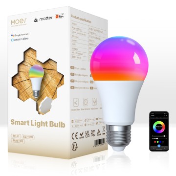 MOES Matter WiFi Smart Bulb Dimmable Led Light 16 Million RGB Colors GU10 E27 E14 Candle Lamp