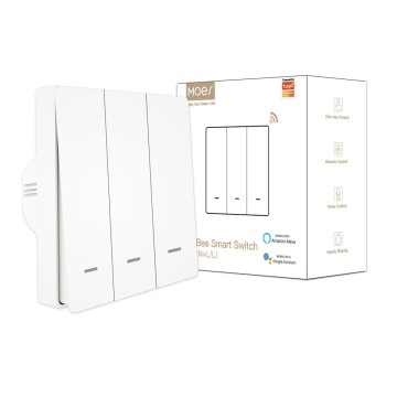 MOES Smart ZIGBEE Wall Light Switch with Neutral Wire or No Neutral Wire Wiring No Capacitor Needed Smart Life/Tuya 2/3 Way